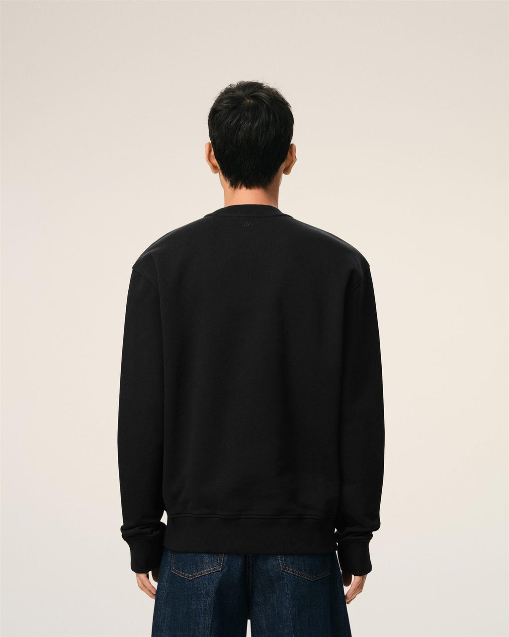 LOOPBACK COTTON AMI DE COEUR SWEATSHIRT BLACK/WHITE