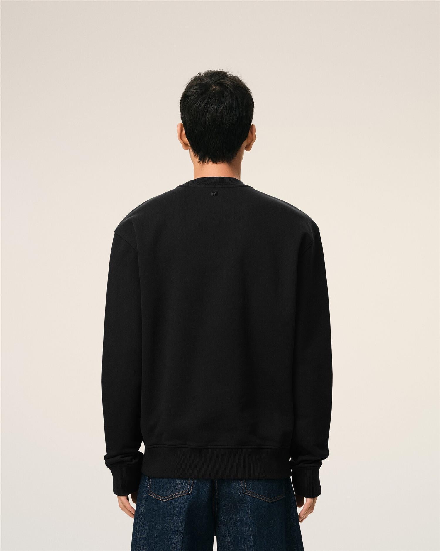 LOOPBACK COTTON AMI DE COEUR SWEATSHIRT BLACK/WHITE
