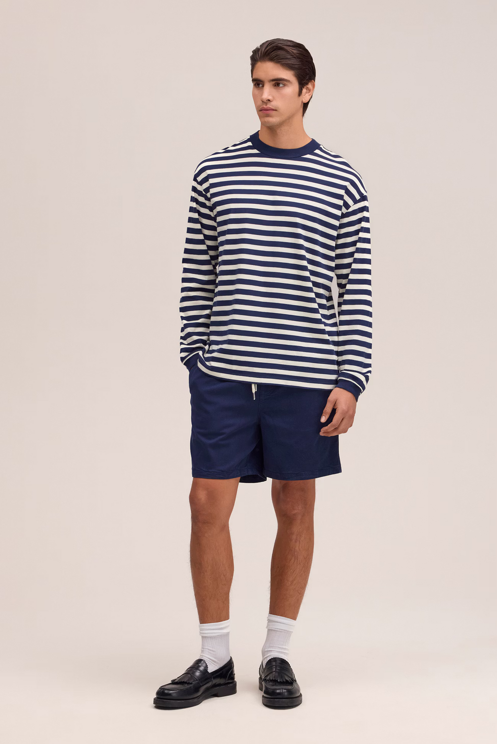 Lionel Long Staple Cotton Tee30040 Navy Stripe