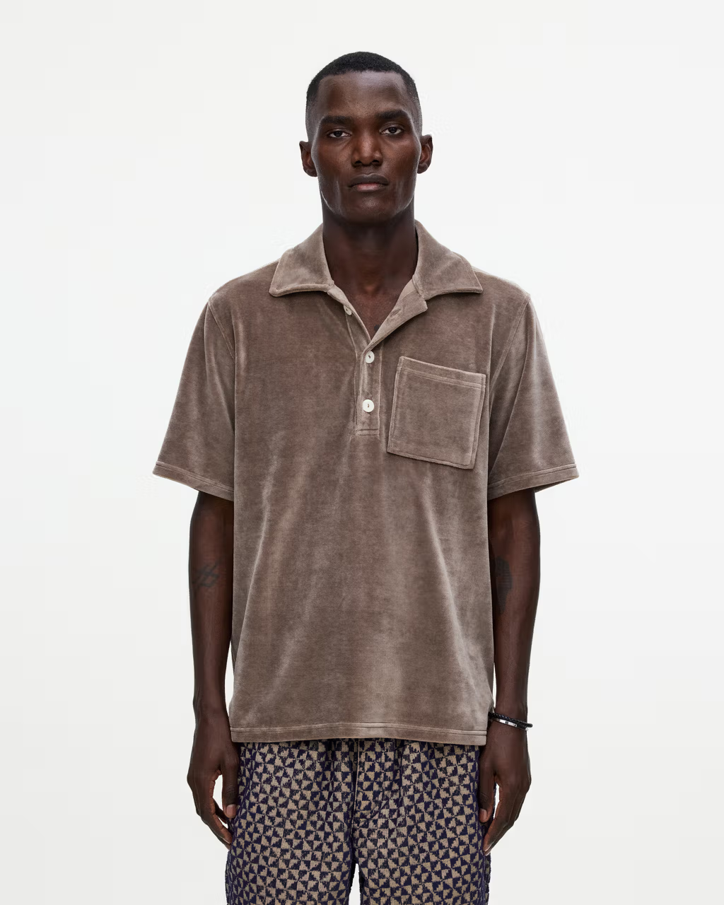 Girona Velour Polo Shirt Taupe Brown