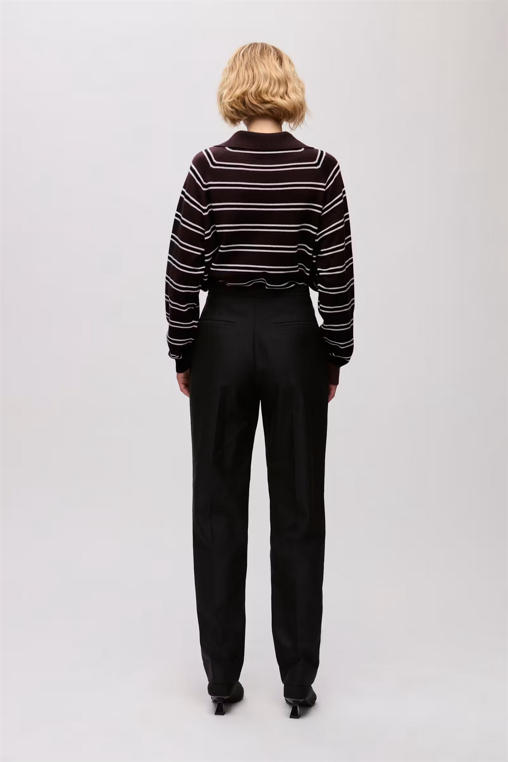 Farleigh Knitted Wool Polo Cocoa Stripe