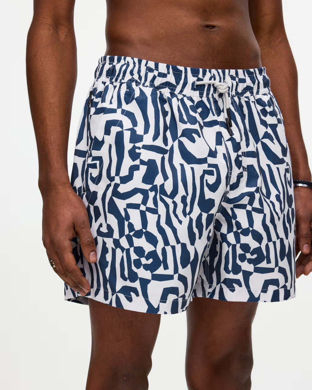 Marbling Pattern Swim Shorts Blue