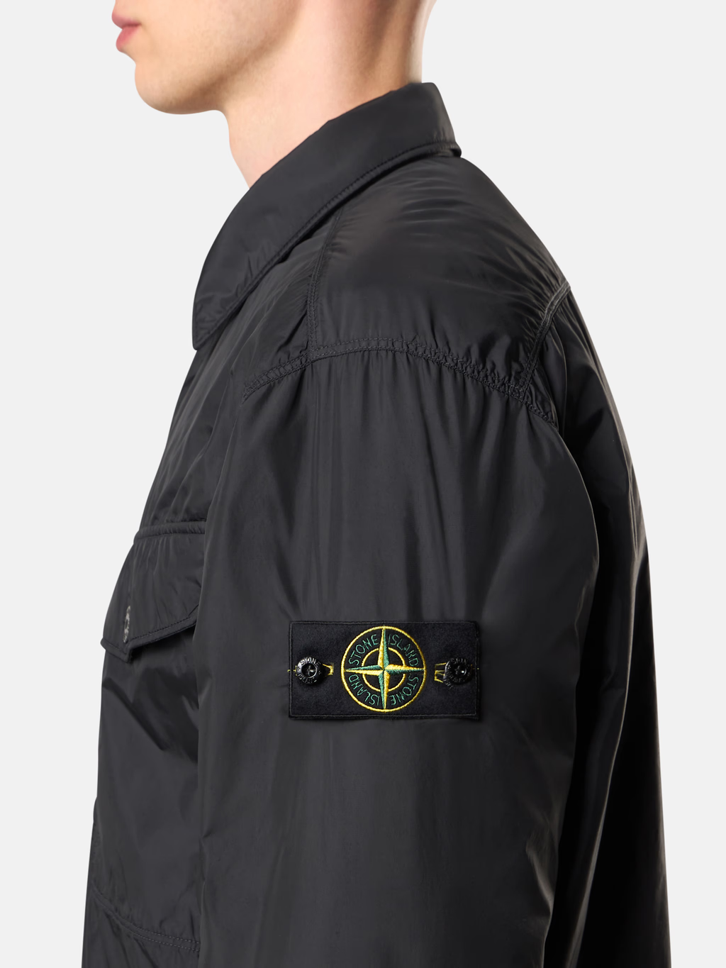 GARMENT DYED CRINKLE REPS NYLON OVERSHIRT BLACK