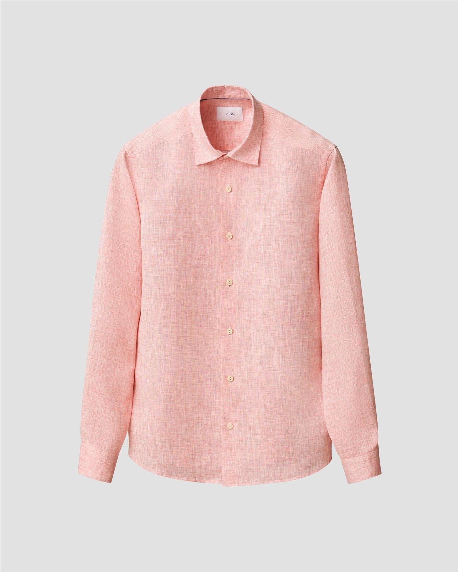 Casual Fit Solid Linen Shirt Red