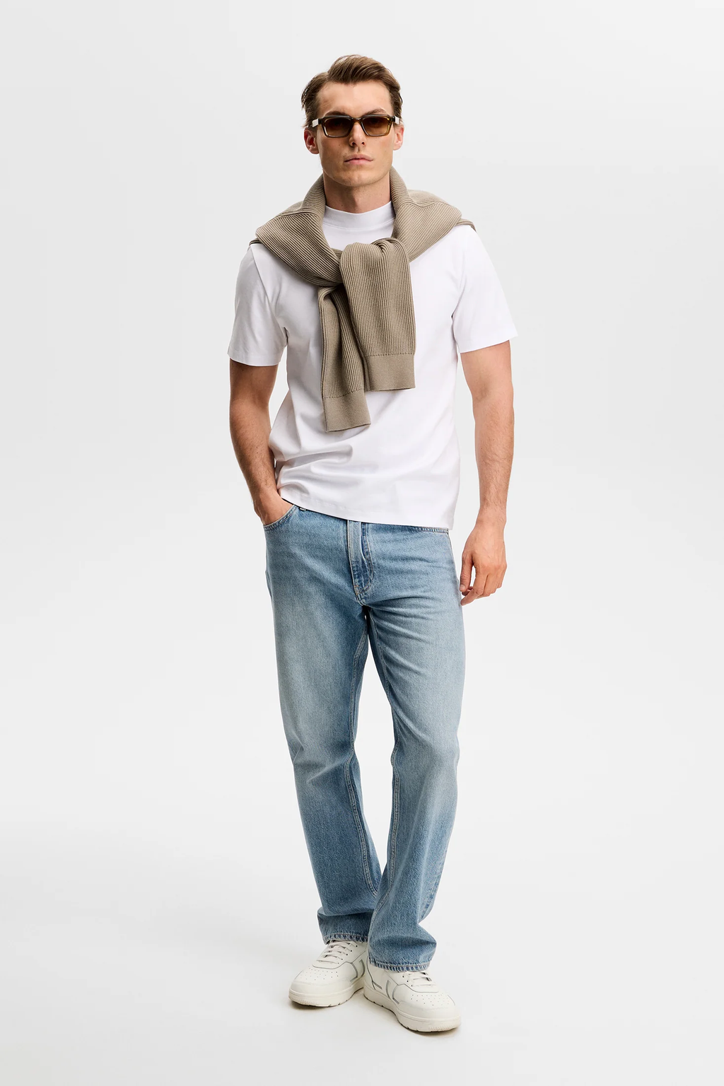 Ace Mercerized Mock Neck T-Shirt White