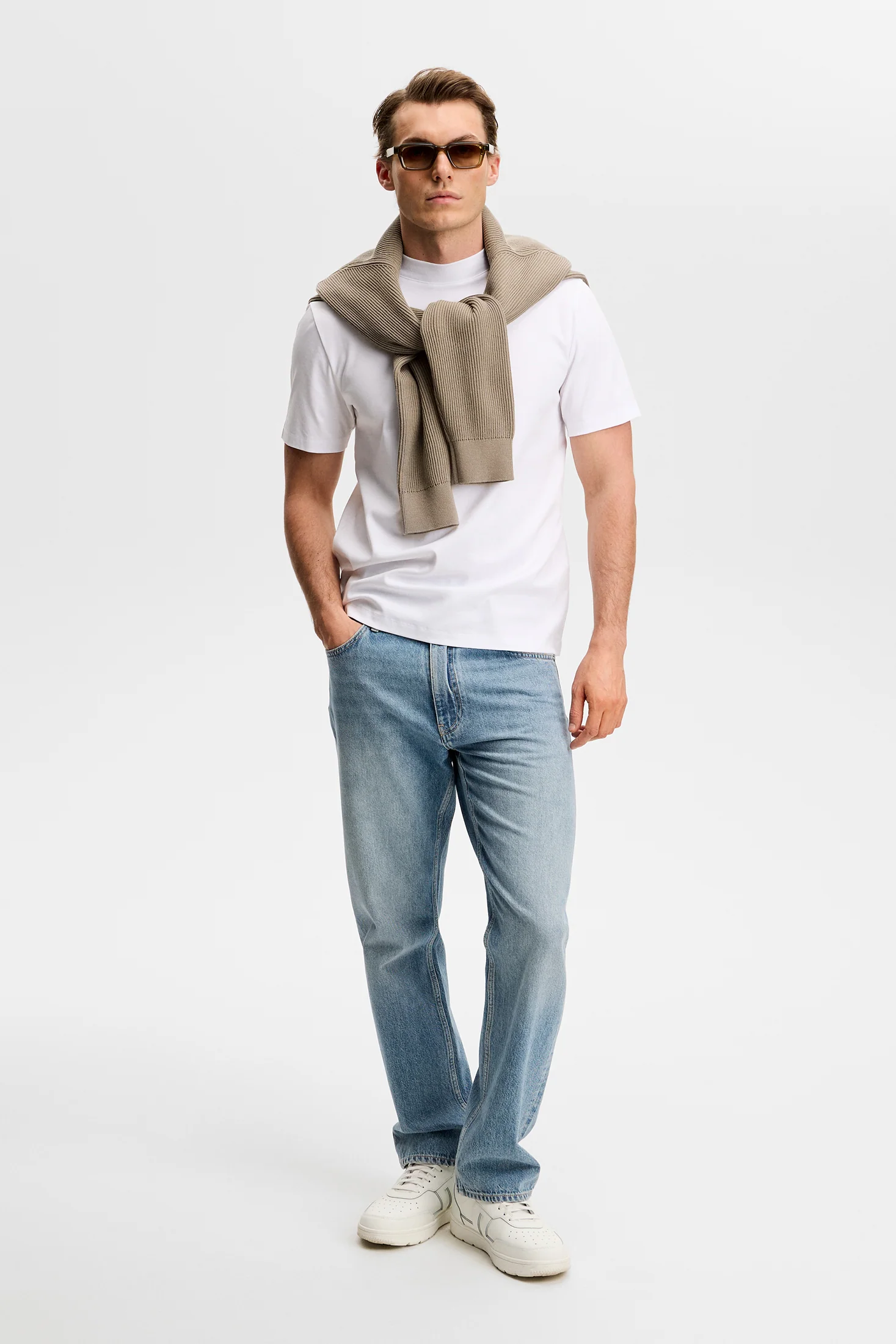 Ace Mercerized Mock Neck T-Shirt White