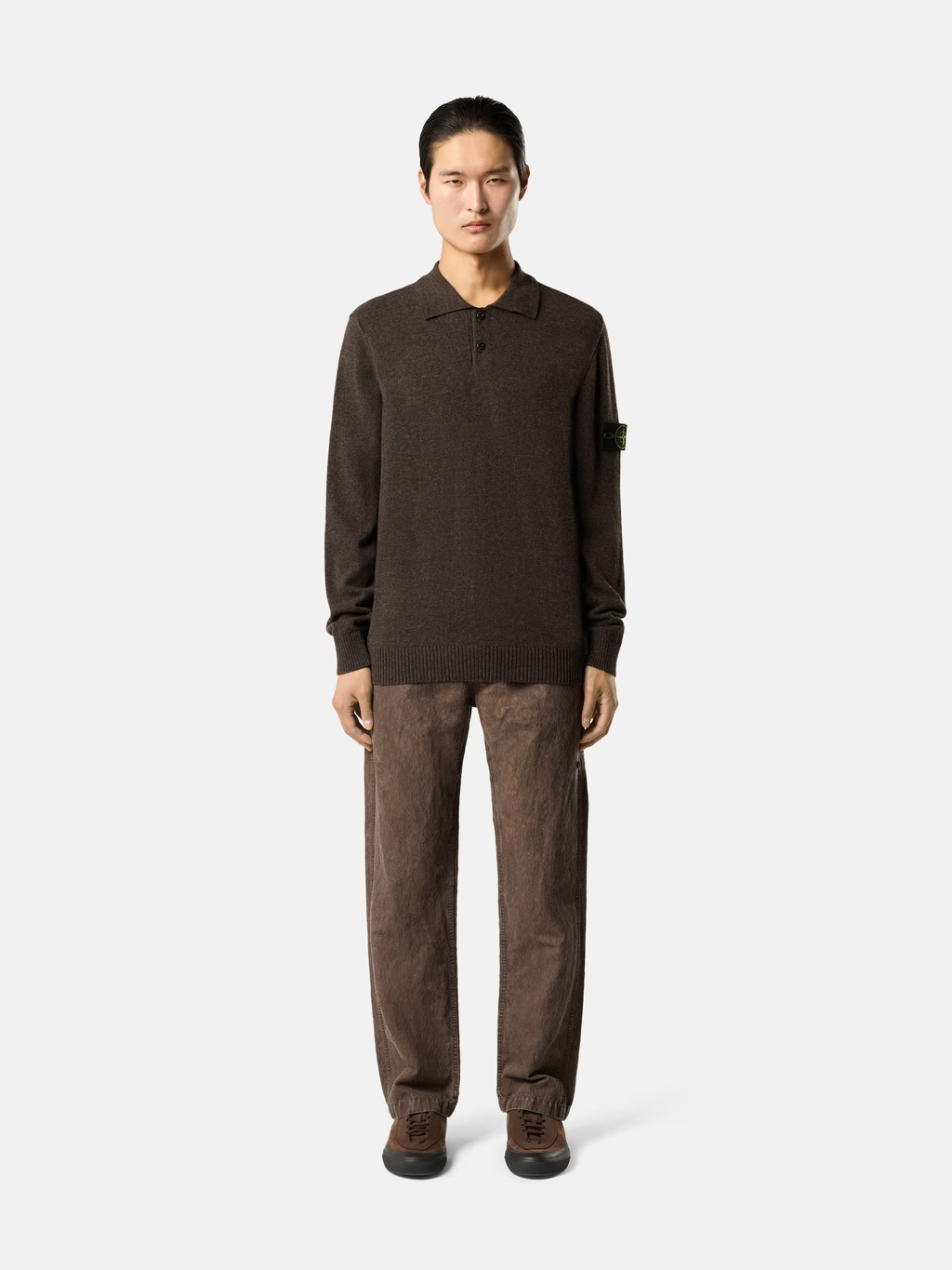 Knitted Wool POLO Sweater LEAD GREY