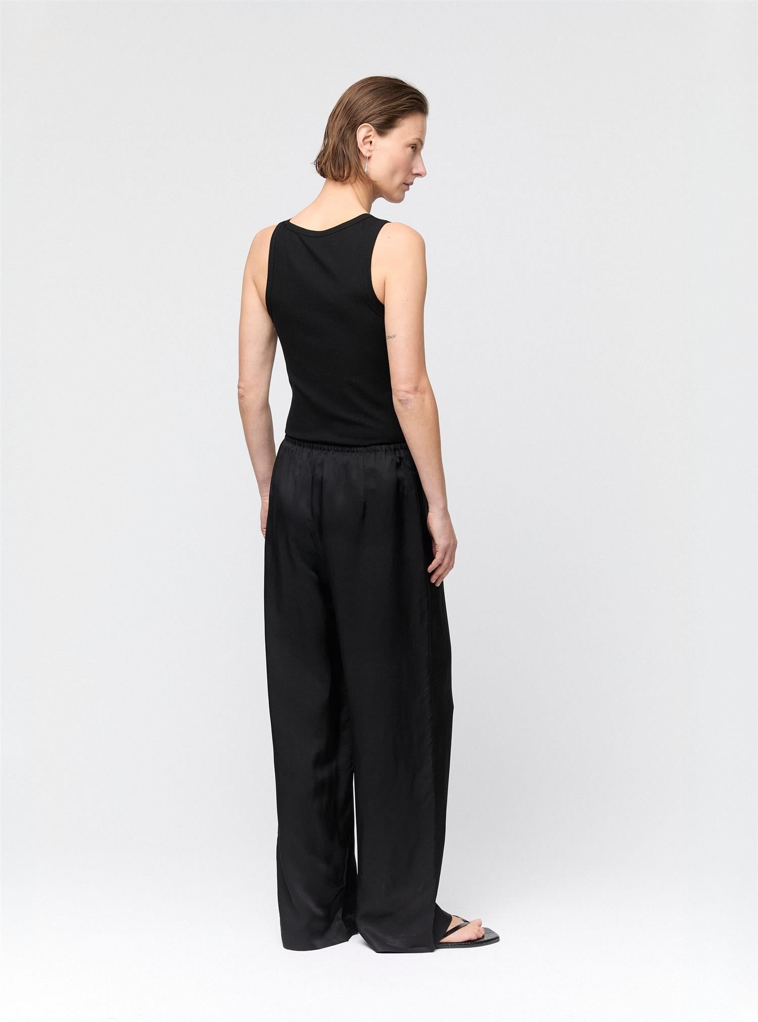 Viscose Twill Siena Trousers Jet Black