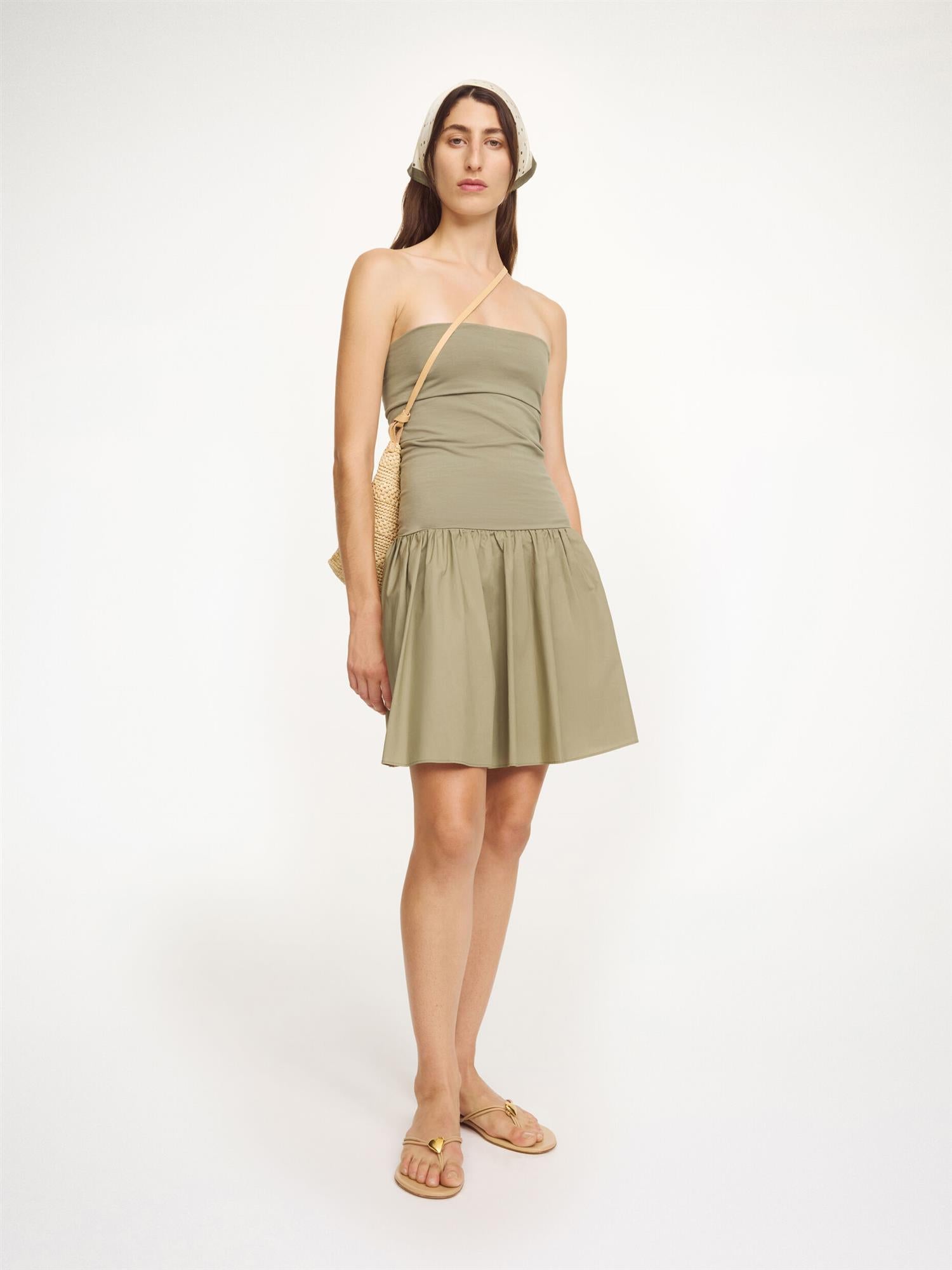 MARCIA Organic Cotton Mini Dress Deep Lichen Green