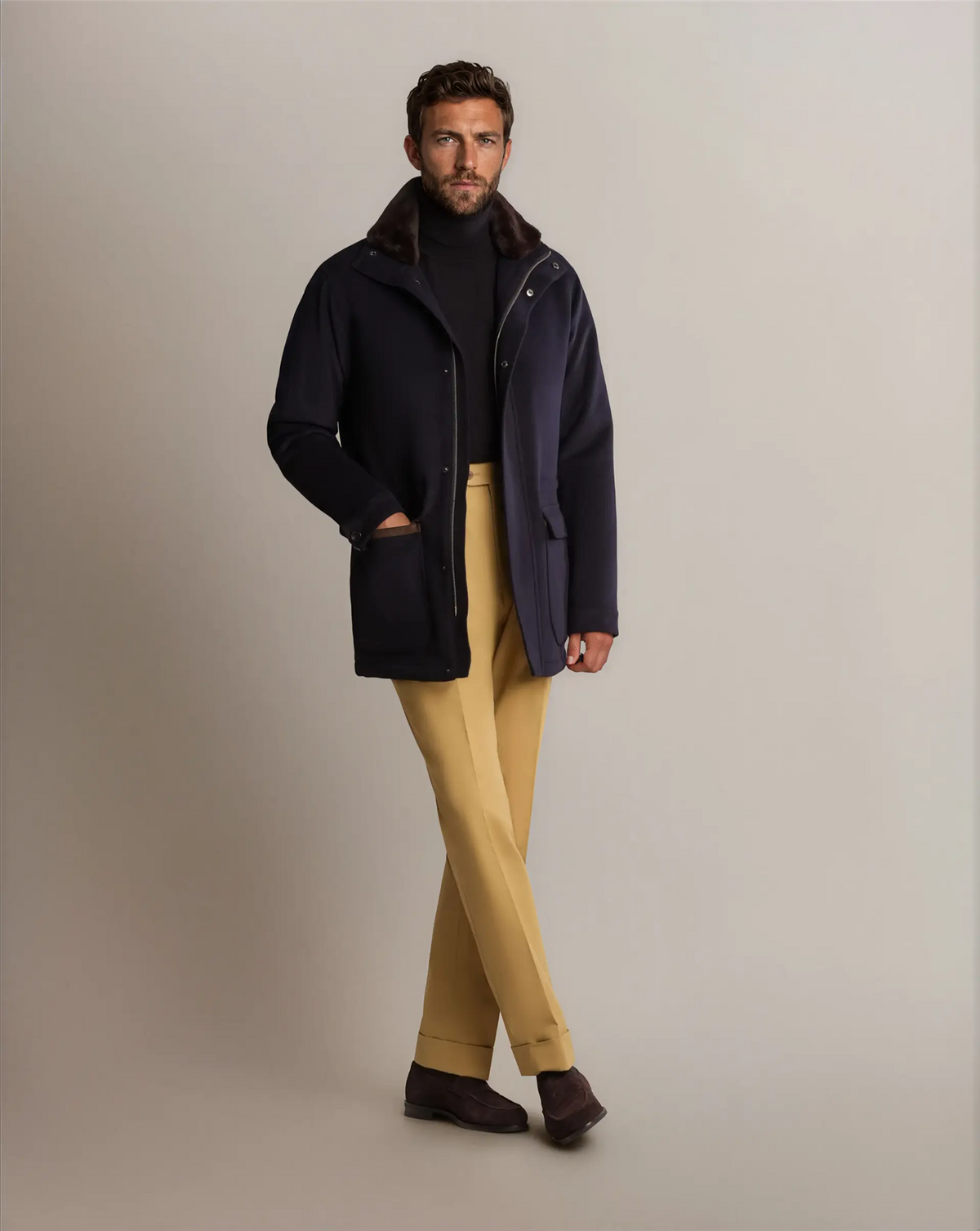 Winter Wool Car Coat Navy