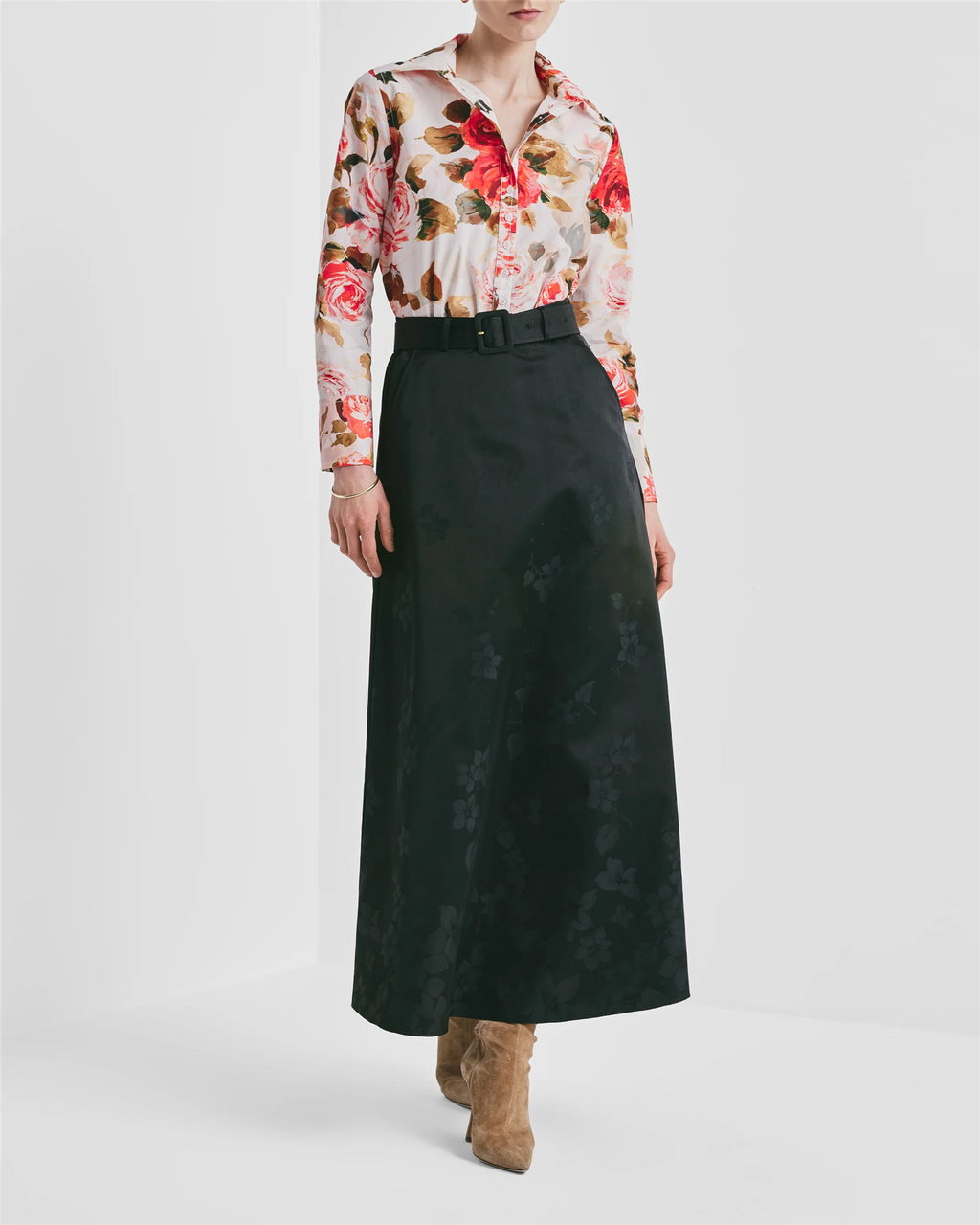 jacquard Maxi Skirt Black