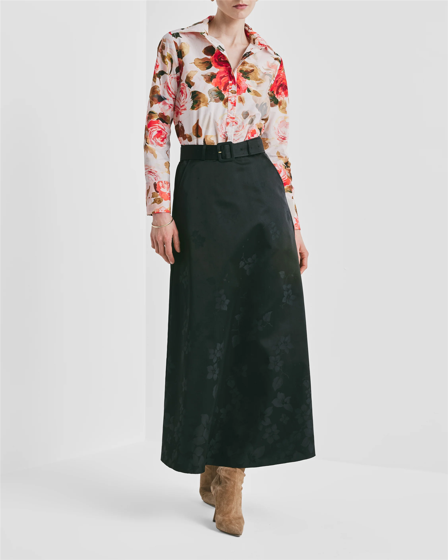 jacquard Maxi Skirt Black