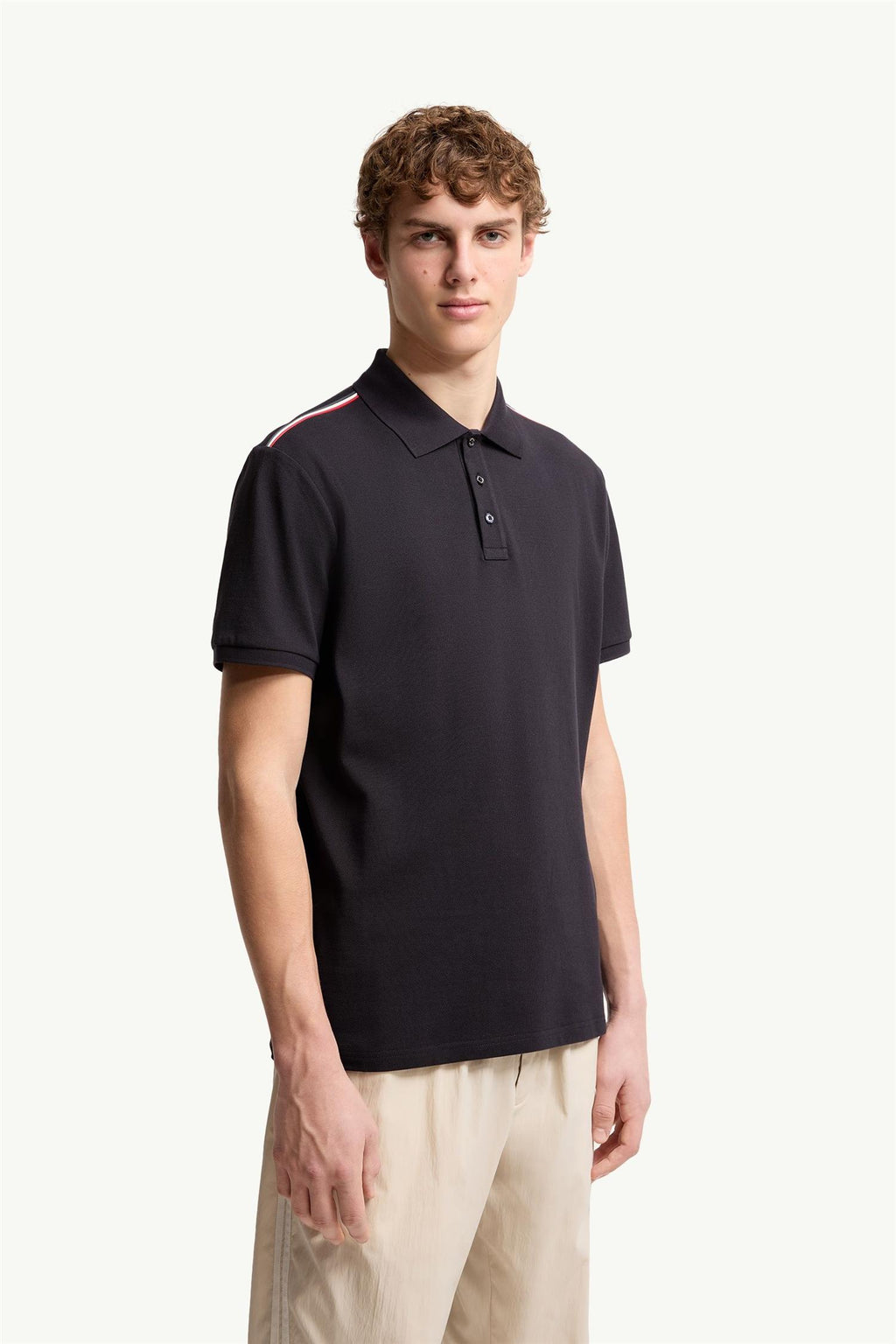 Tricolor-Trimmed Cotton Piquet Polo Shirt BLUE