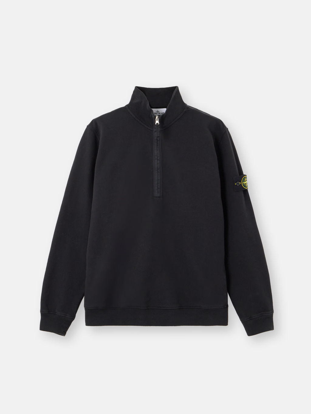 HALF ZIP BRUSHED ORGANIC COTTON SWEATSHIRT BLACK