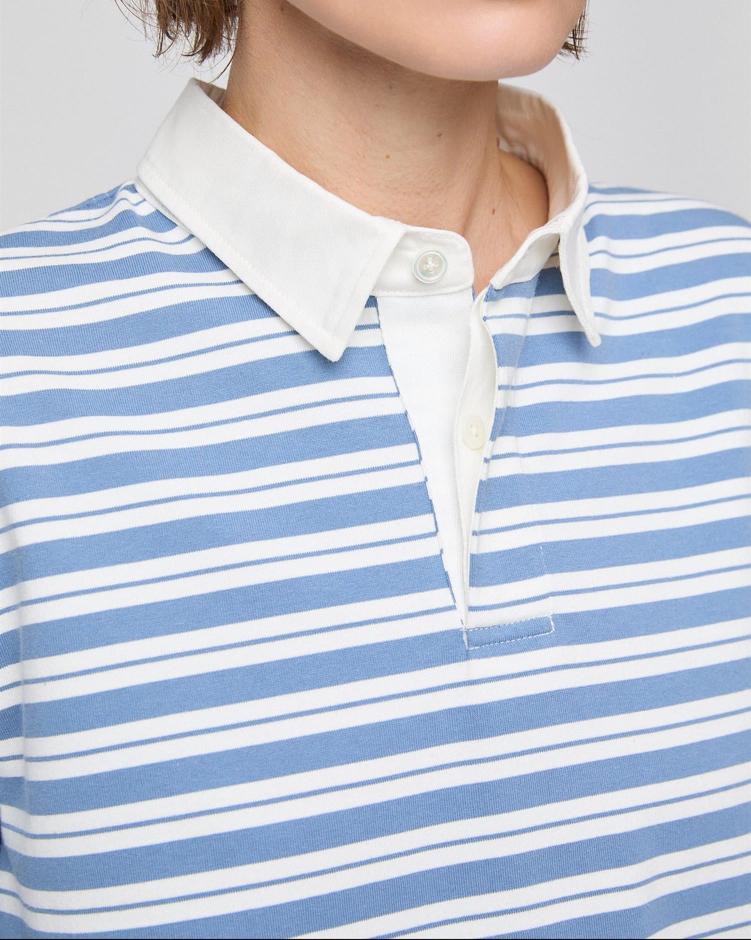 Rugby Top Powder Blue and Cream Stripe