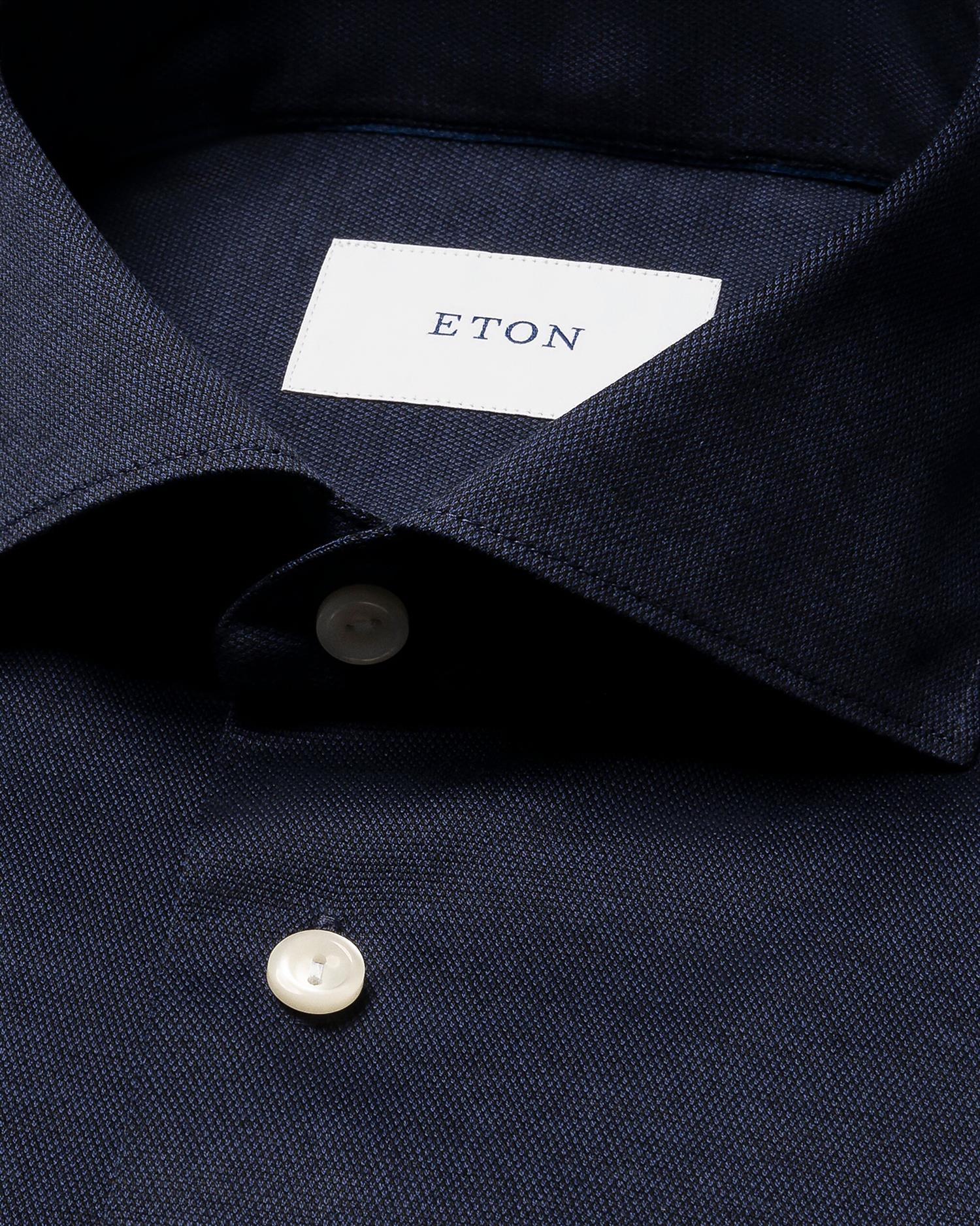 Slim Fit Filo di Scozia Knit Shirt Navy Blue