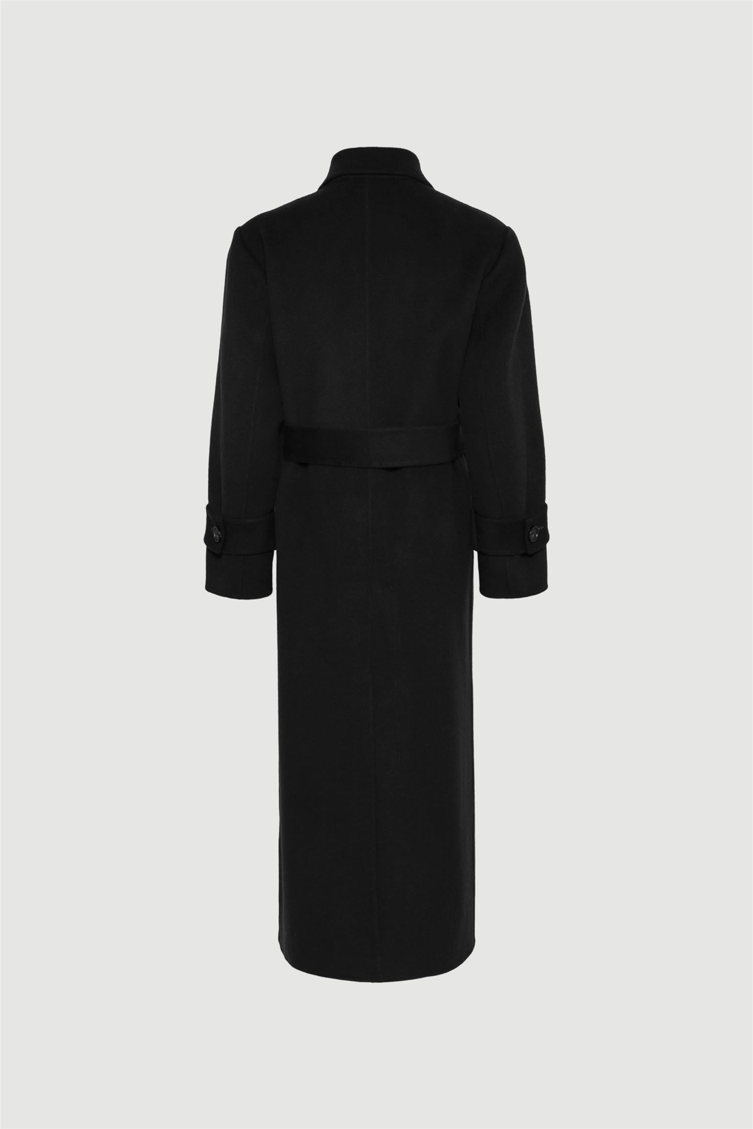 Saville Double Breasted Wool Coat Black