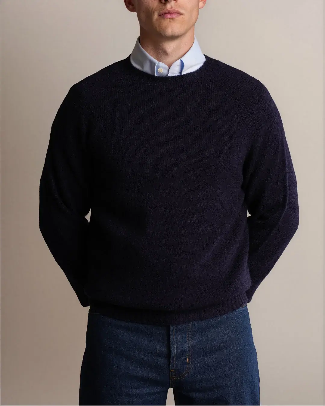 Shetland Wool Sweater Navy