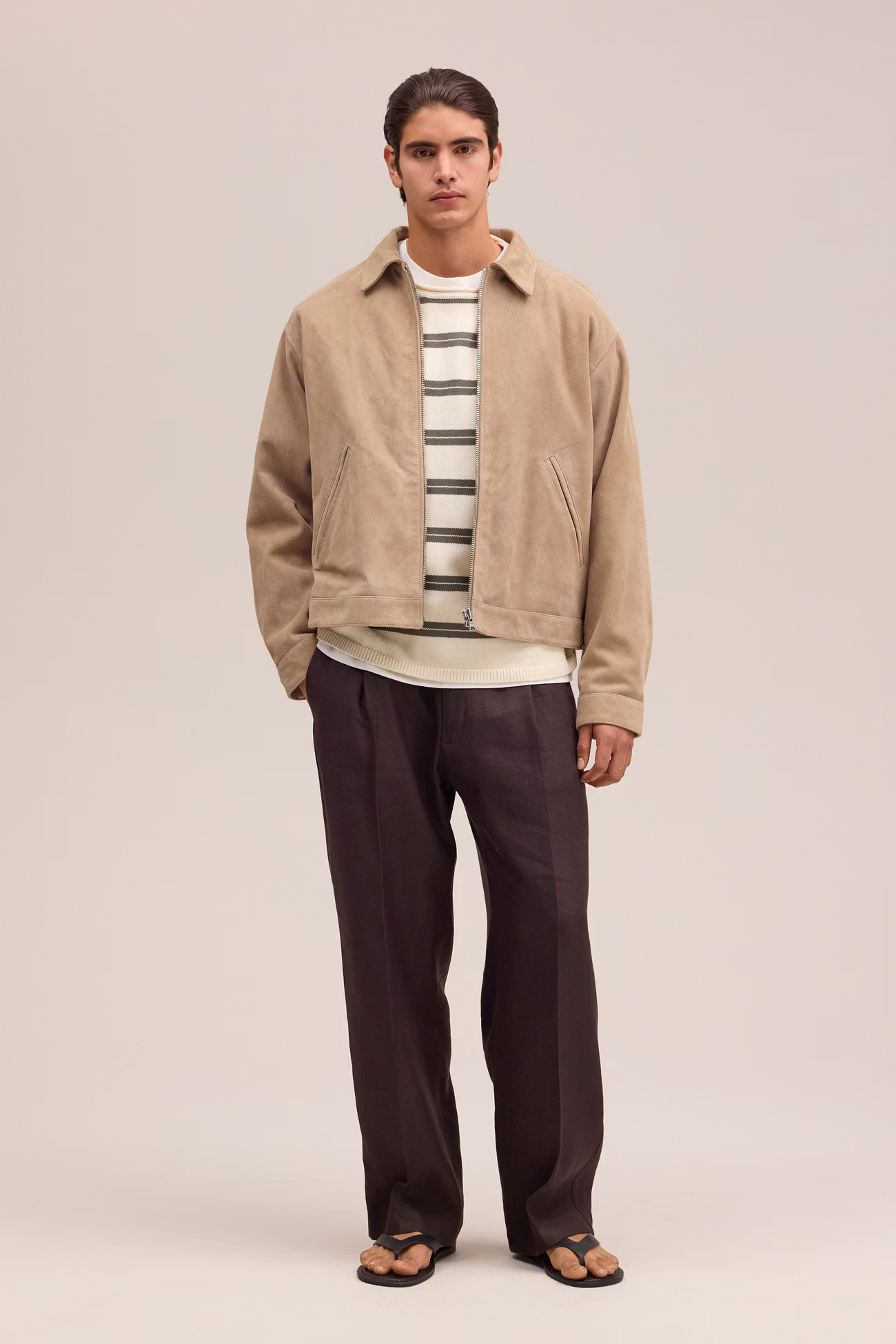 Kay Relaxed fit linen blend Trouser 1808 Deep Truffle