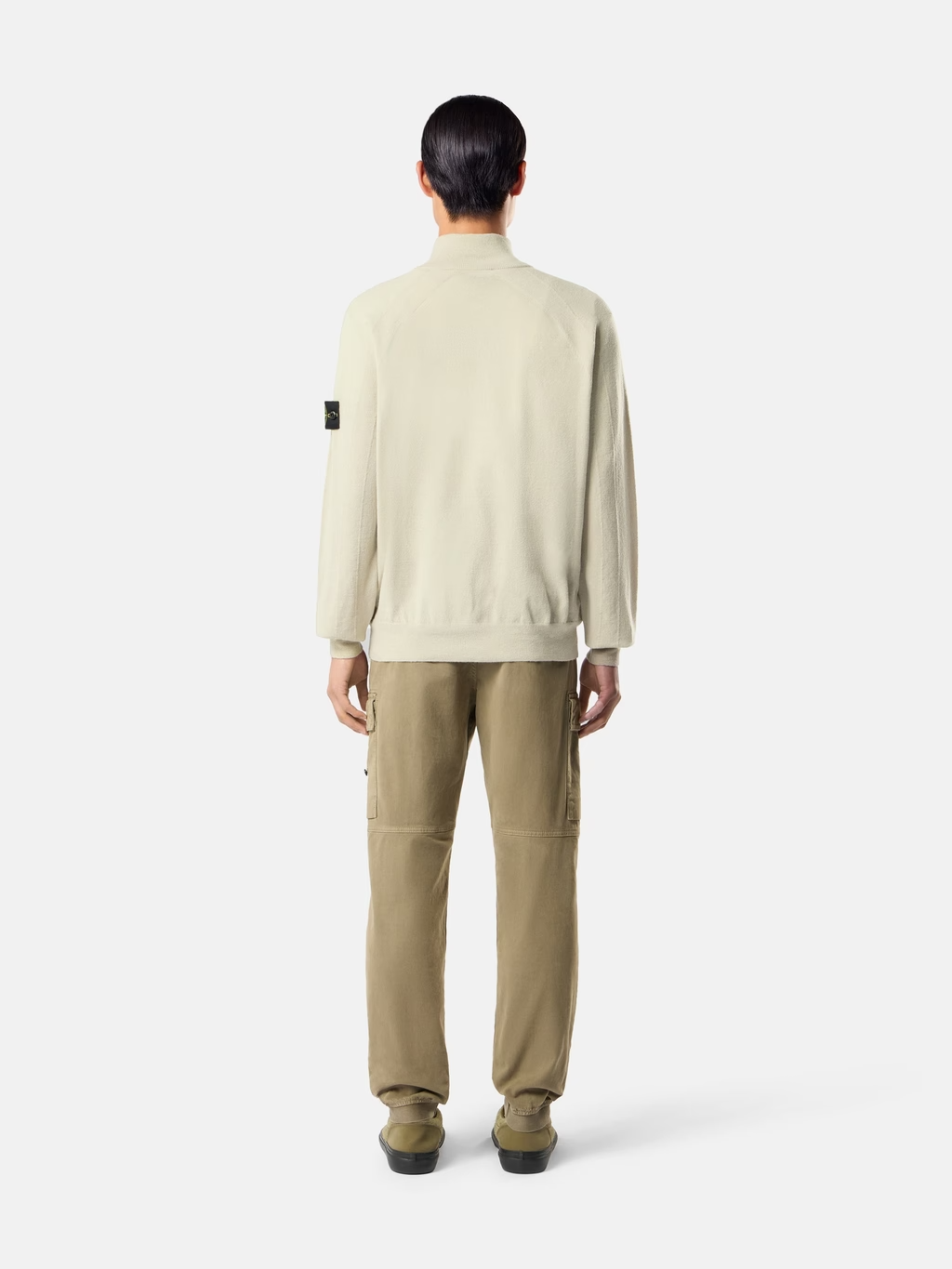 Knitted 15gg Wool Blend Half-Zip Sweater SAND