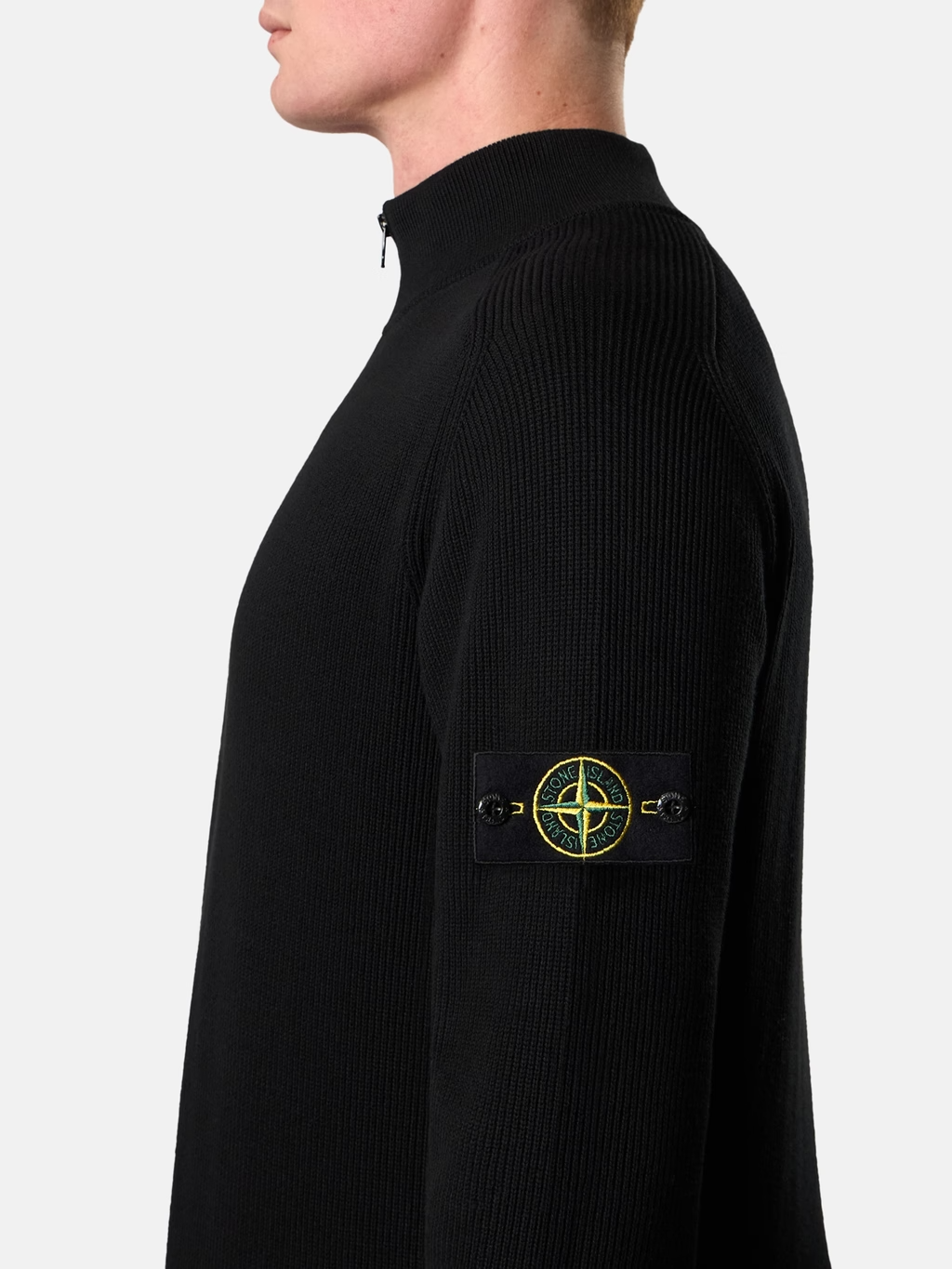 RIBBED ORGANIC COTTON Half-zip Sweater Black