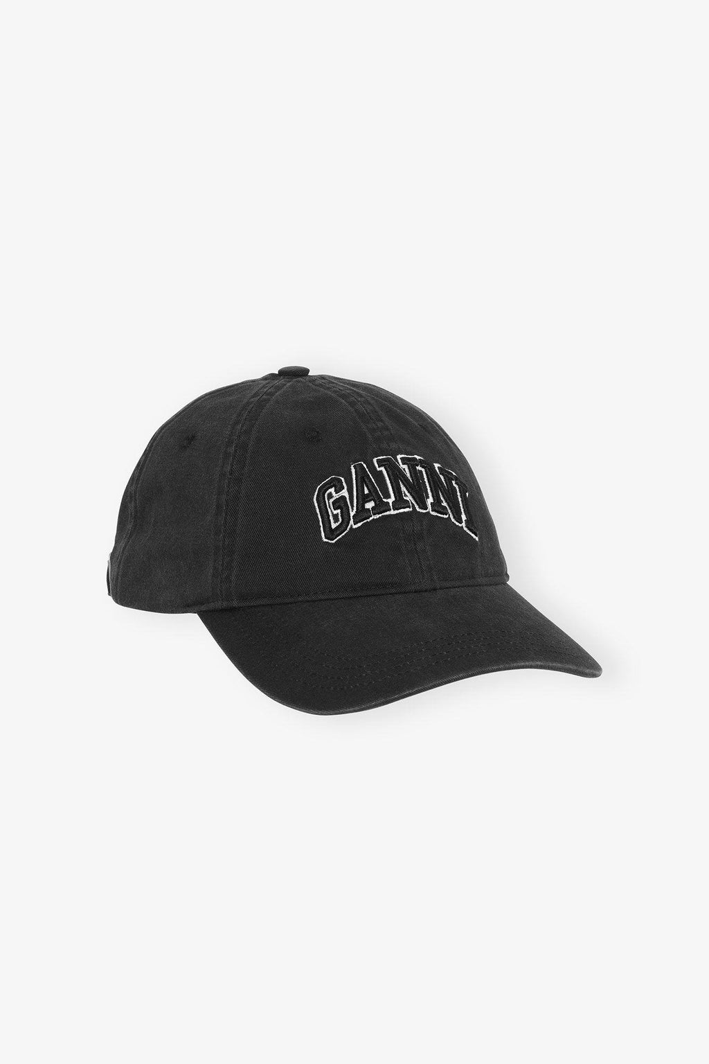 Embroidered Washed Cotton Canvas Cap Black