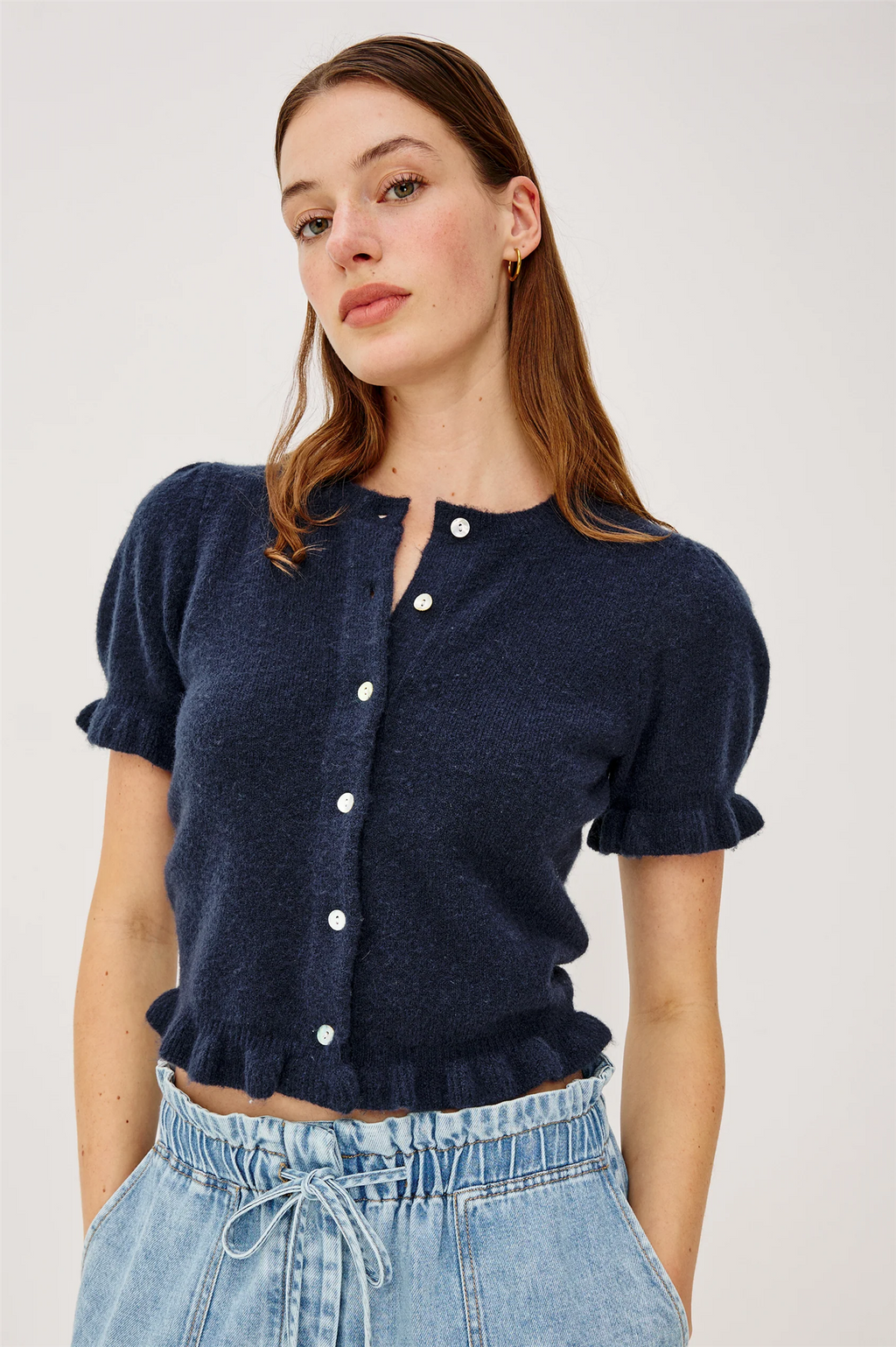 LORA SHORT SLEEVE CARDIGAN NAVY