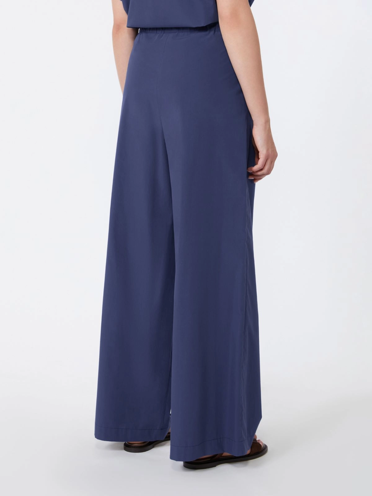 BENDA Wide Leg Cotton Poplin Trousers NAVY