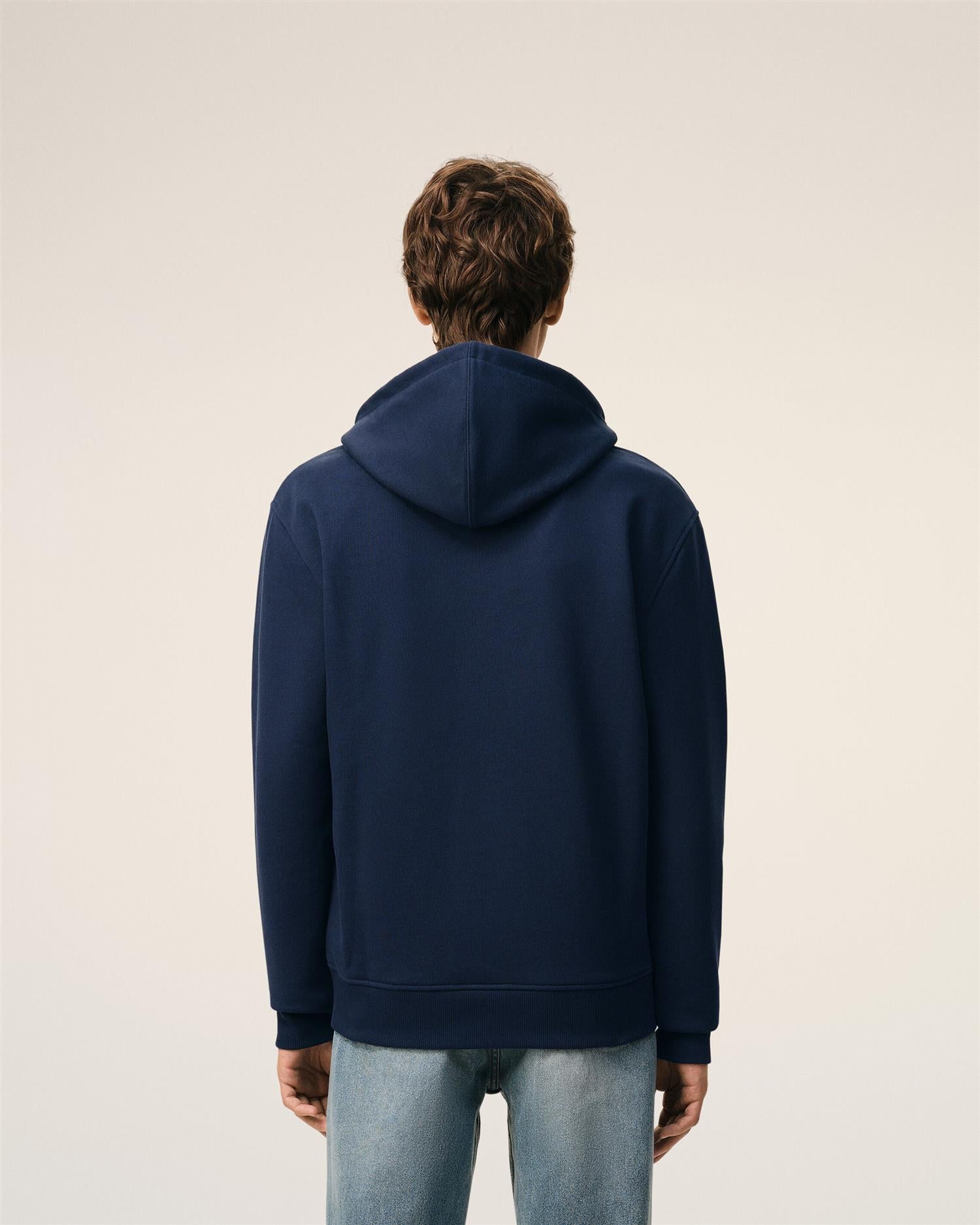 LOOPBACK COTTON AMI DE COEUR ZIP-HOOD NIGHT BLUE