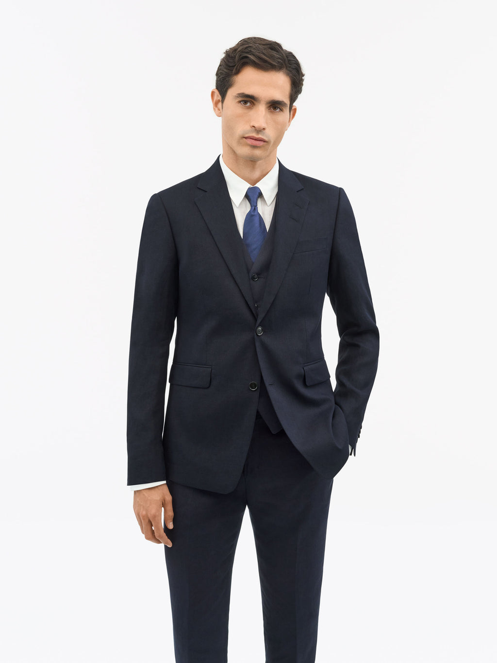 Justin Linen Blazer Midnight Blue