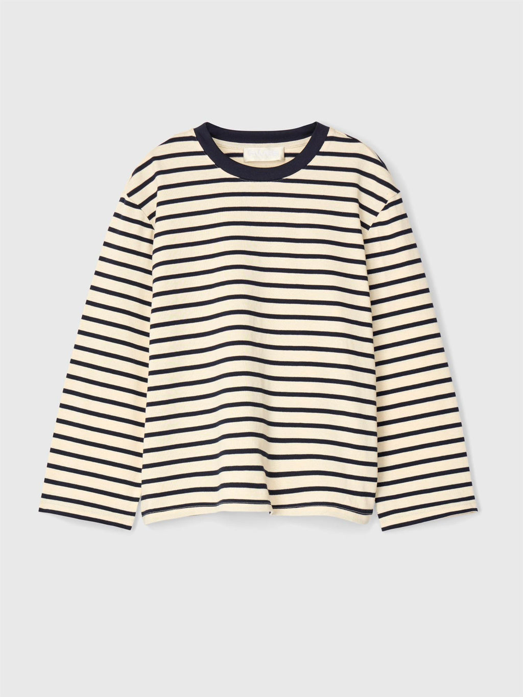 Breton Cotton Long Sleeve Cream Navy Stripe