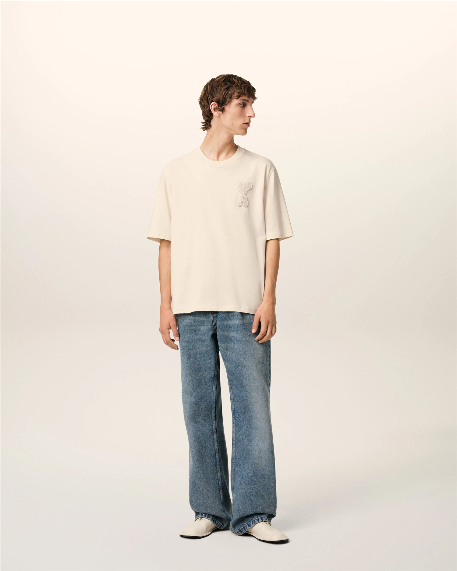 AMI DE COEUR LOGO PATCH T-SHIRT WHITE CREAM