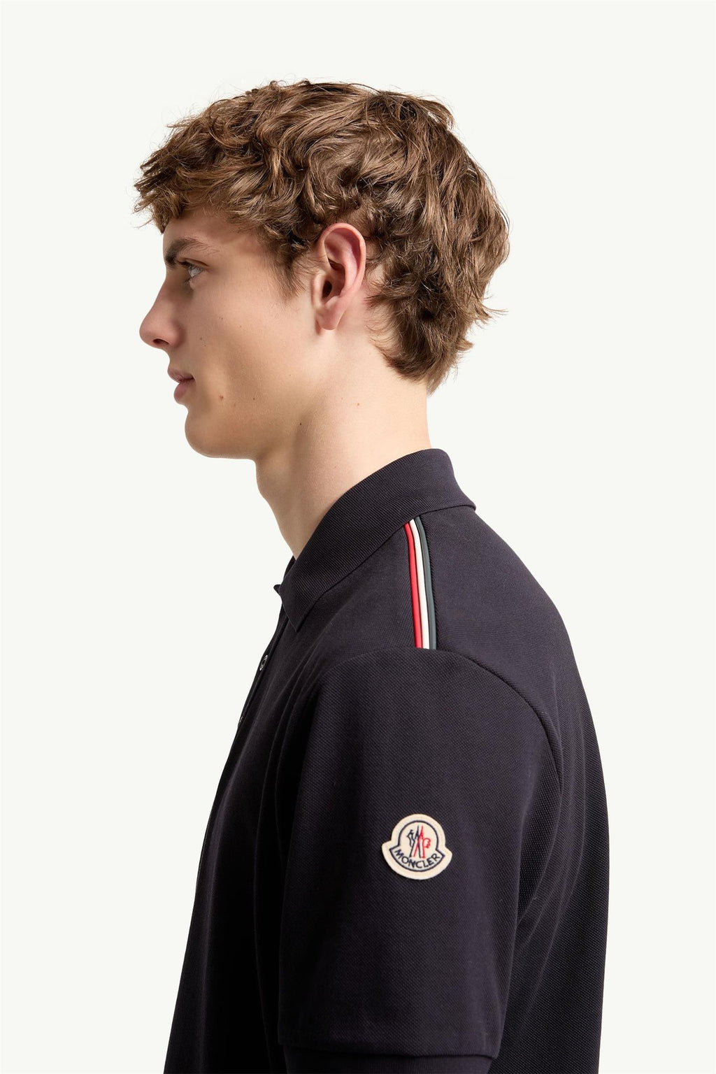 Tricolor-Trimmed Cotton Piquet Polo Shirt BLUE