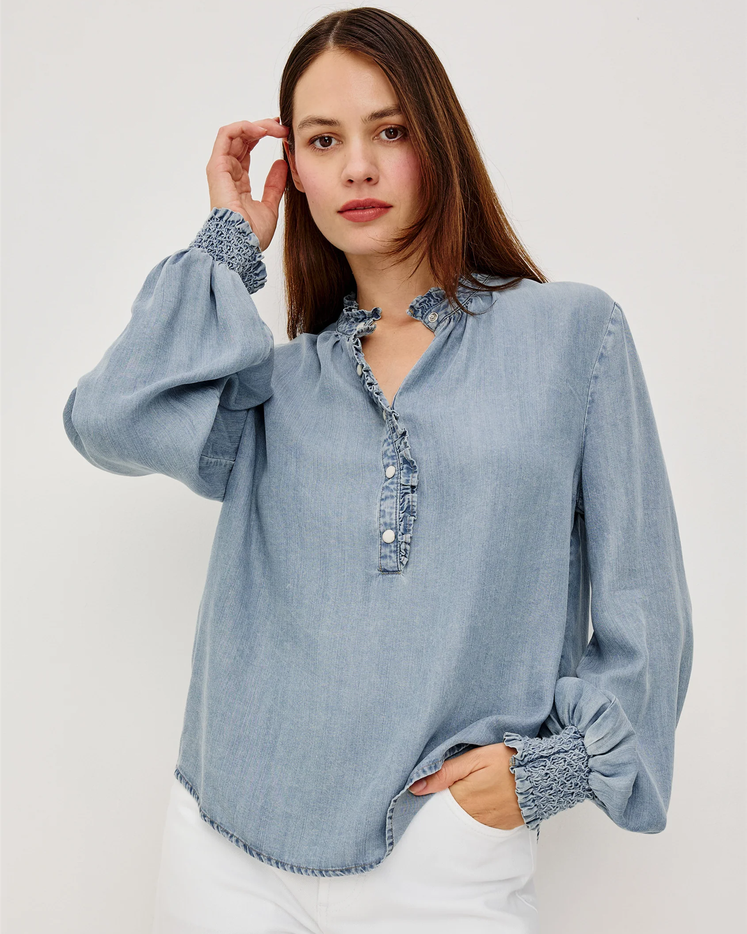 KIMMY DENIM SHIRT WASHED BLUE