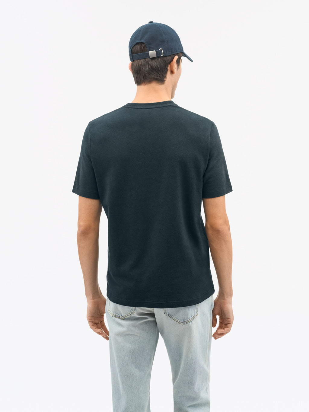 Olaf L Cotton-Linen Blend T-shirt Dark Blue