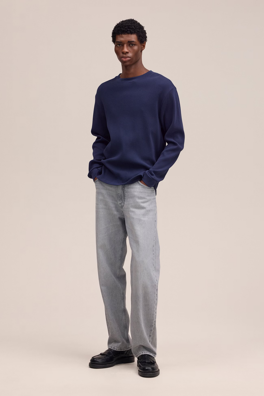 Jett Waffle knit Longsleeve 30035 Navy Blue