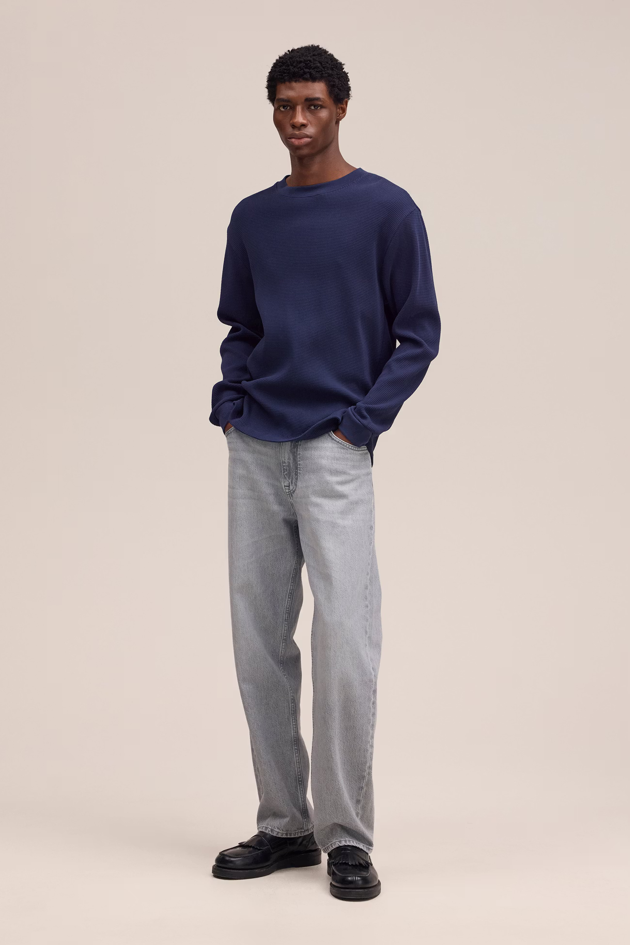 Jett Waffle knit Longsleeve 30035 Navy Blue