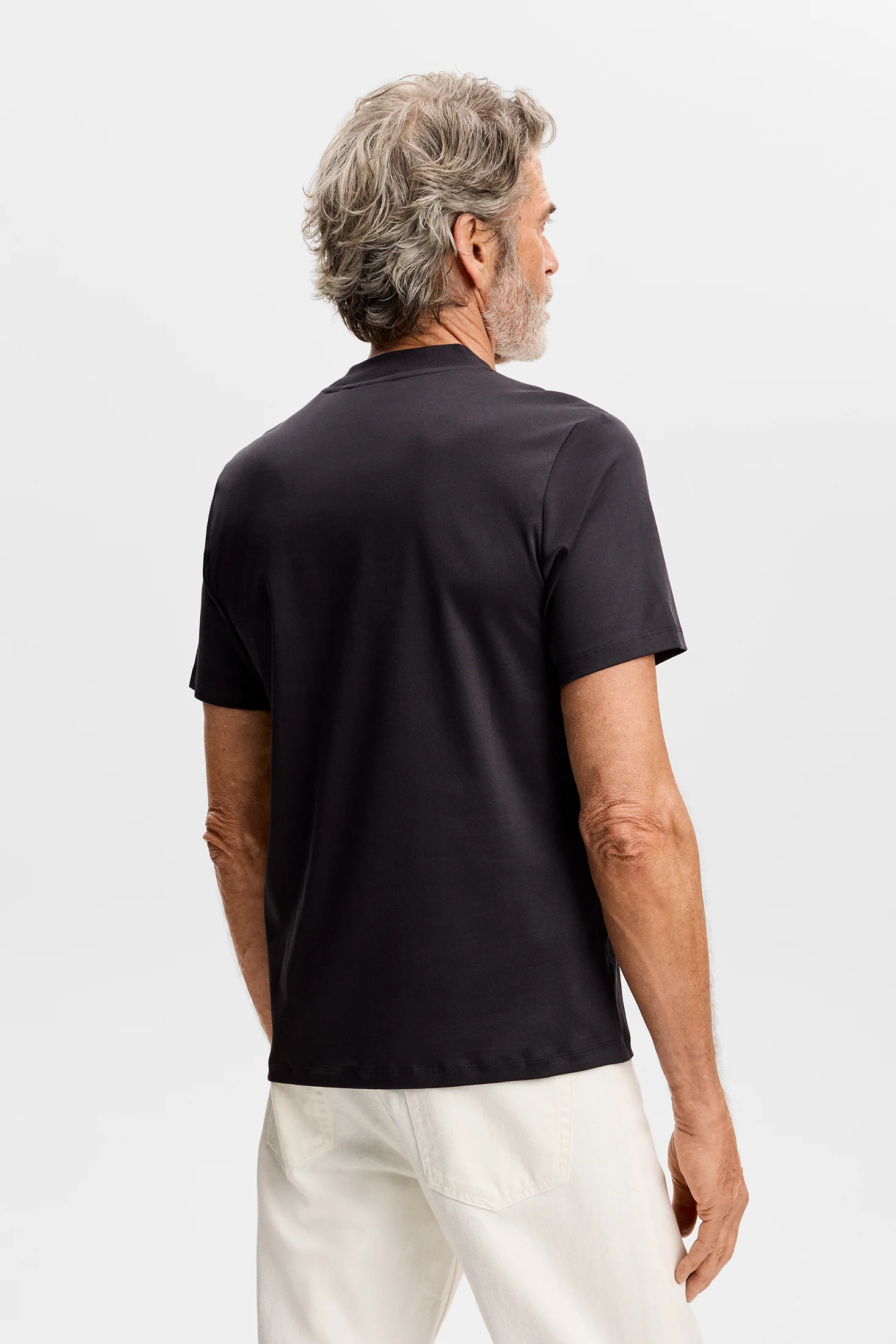 Ace Mercerized Mock Neck T-Shirt Black