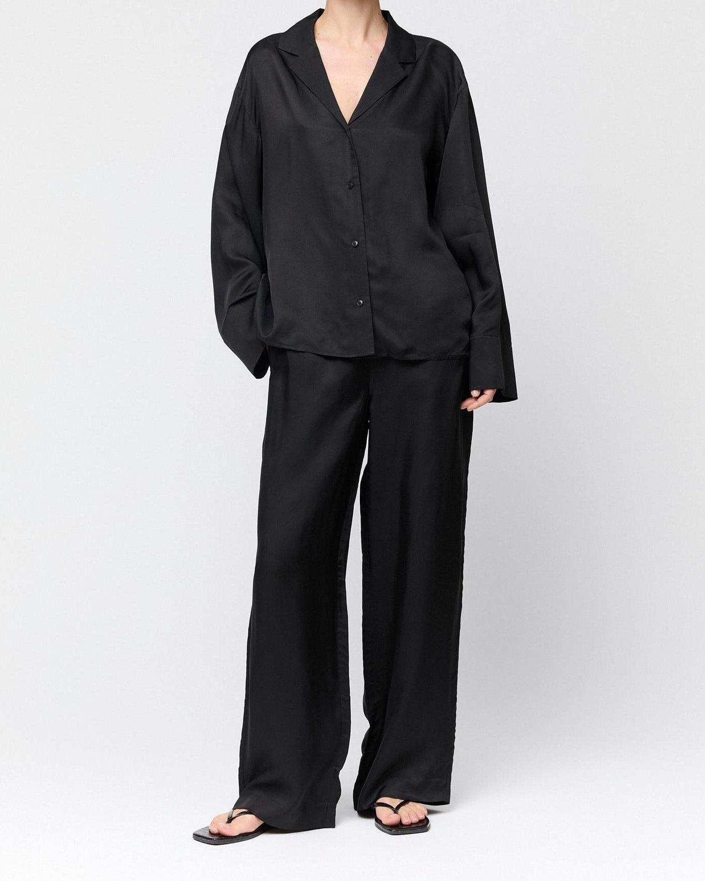 Viscose Twill Siena Trousers Jet Black