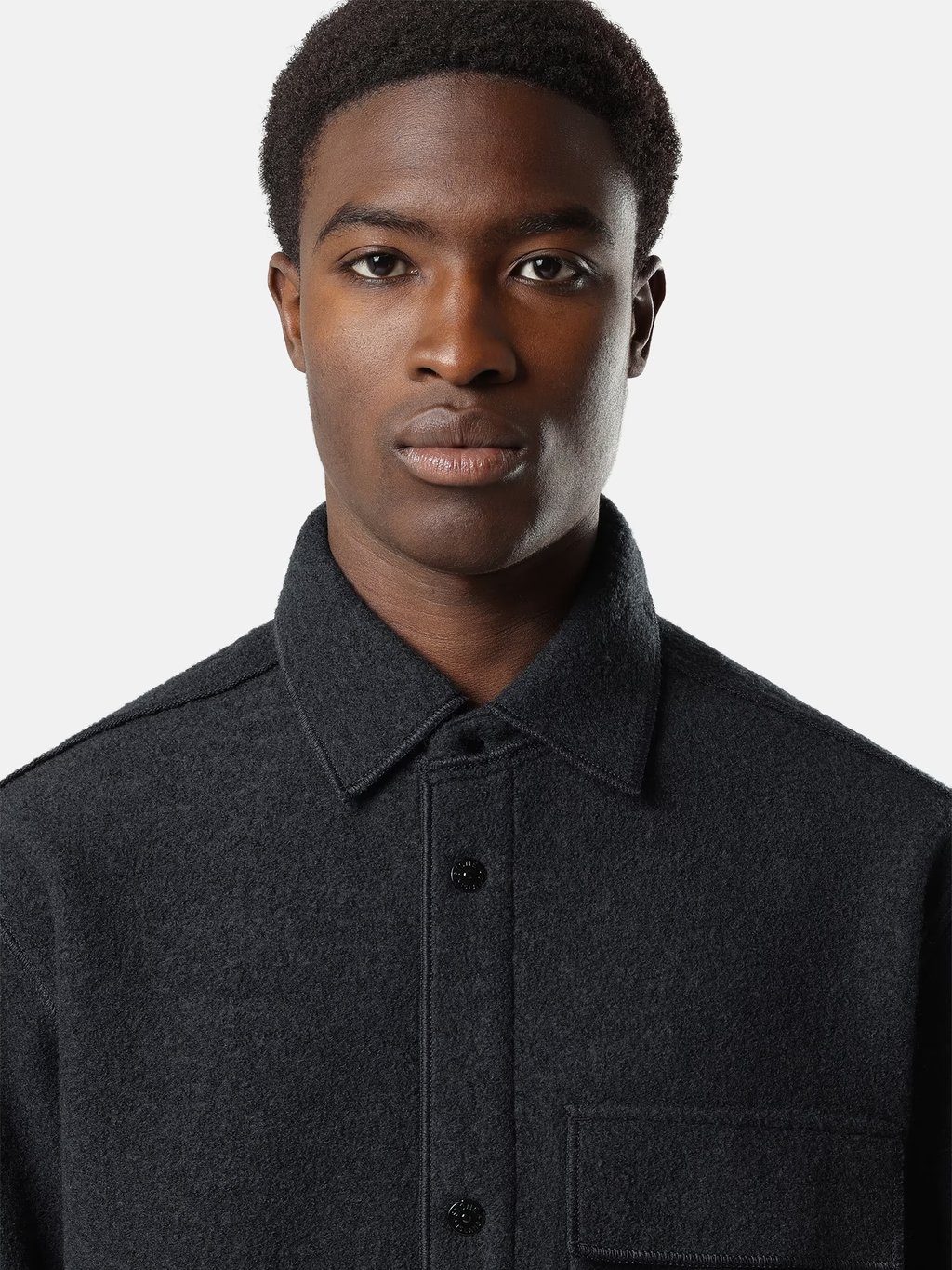 MICRO BOUCLÉ OVERSHIRT NAVY BLUE