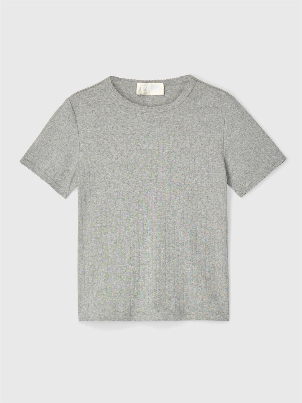 Pointelle Jersey Cap Sleeve T-shirt Gray Melange
