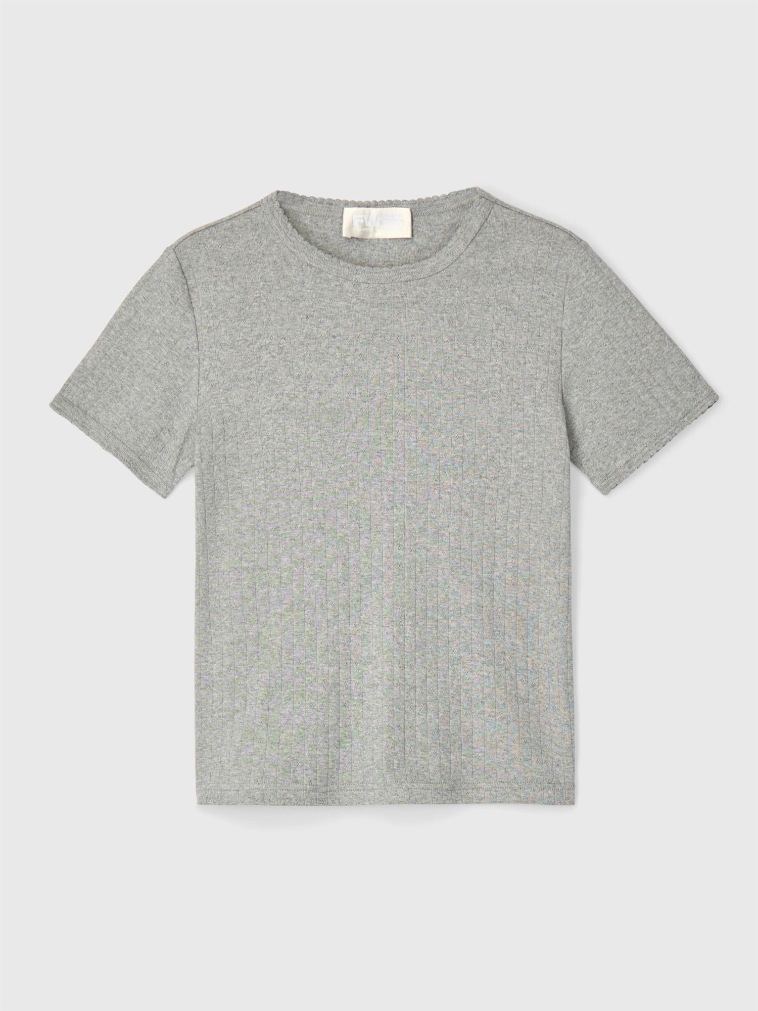 Pointelle Jersey Cap Sleeve T-shirt Gray Melange