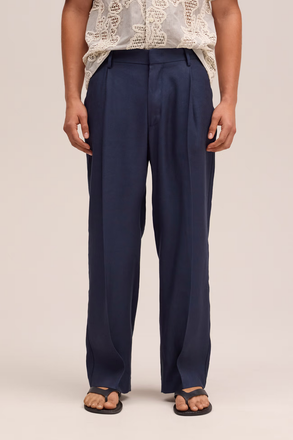 Kay Relaxed fit linen blend Trouser 1808 Deep Navy