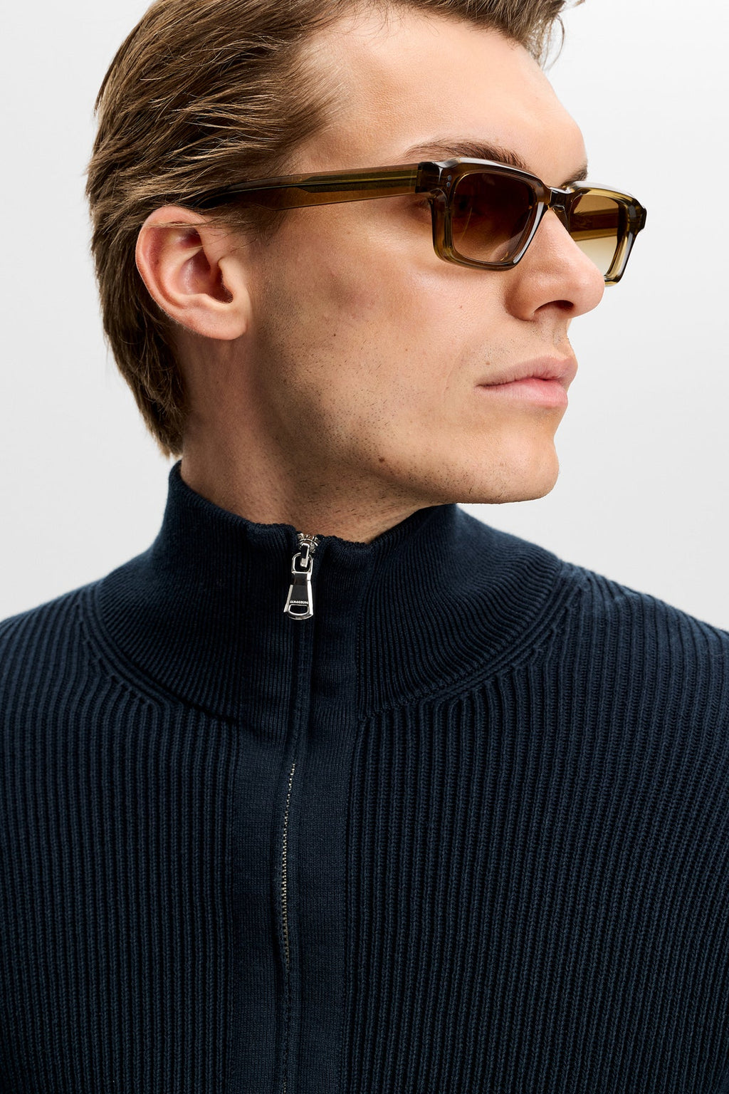 Alex RIBBED COTTON Half Zip Sweater JL Navy