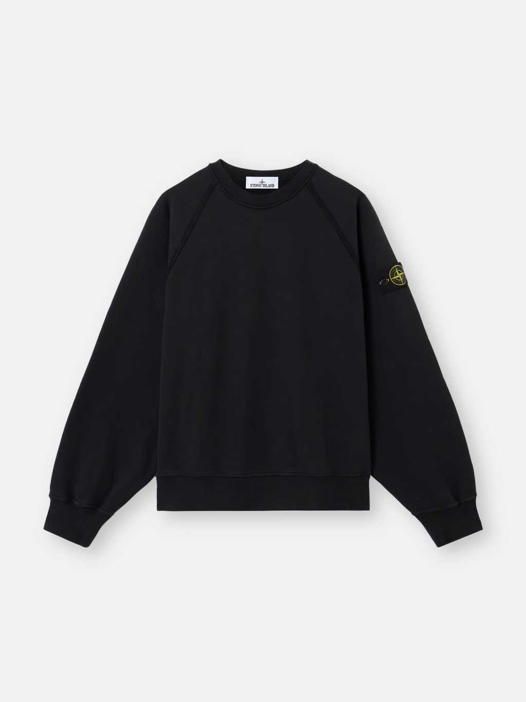 OVERSIZED BRUSHED ORGANIC COTTON RAGLAN SWEATSHIRT BLACK
