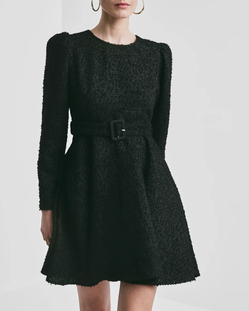 Boucle Belt Dress Black