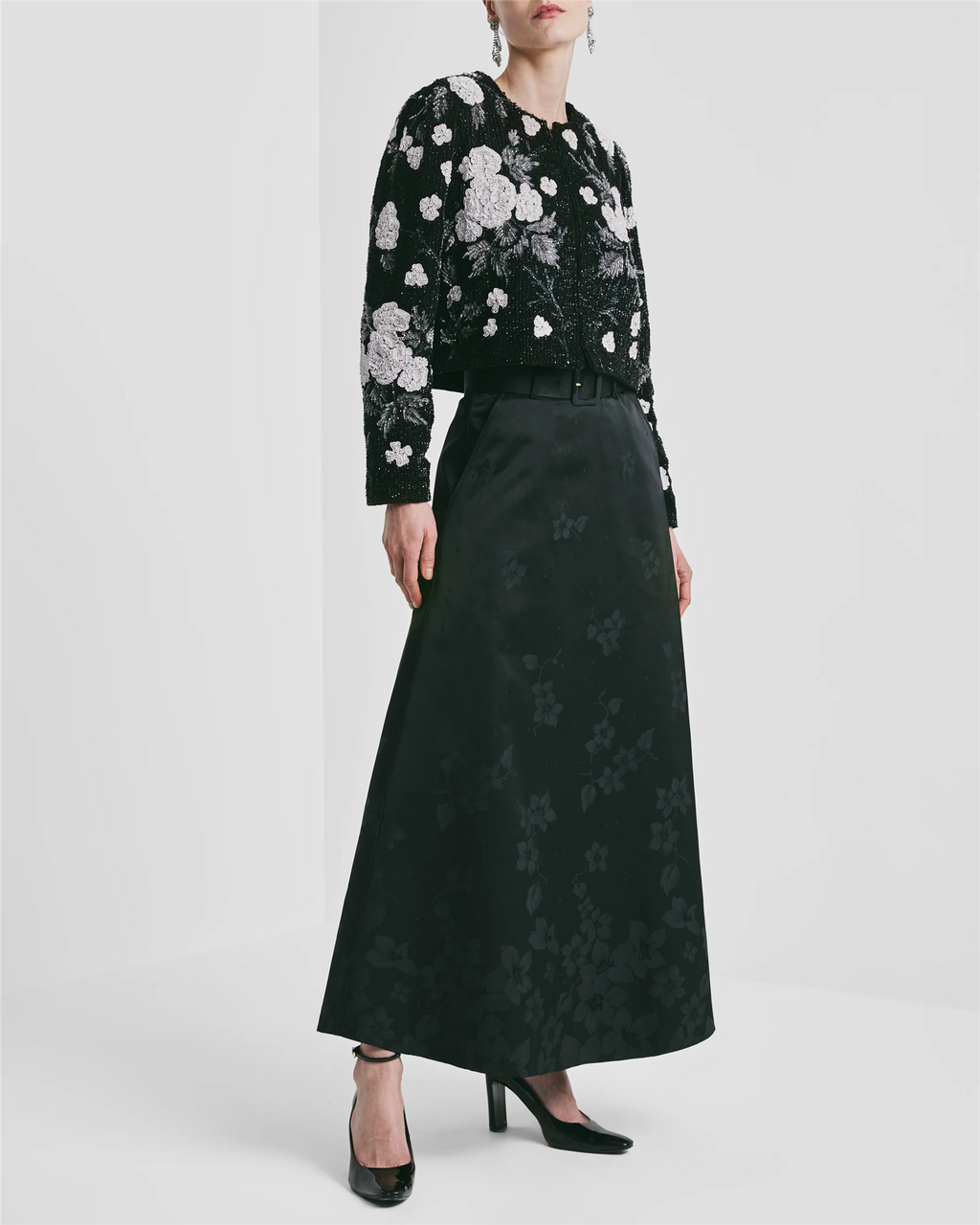 jacquard Maxi Skirt Black