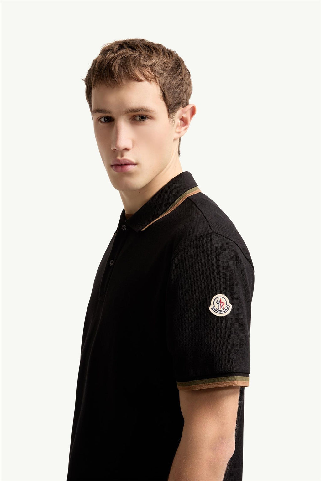 Double Collar Cotton Piquet Polo Shirt BLACK
