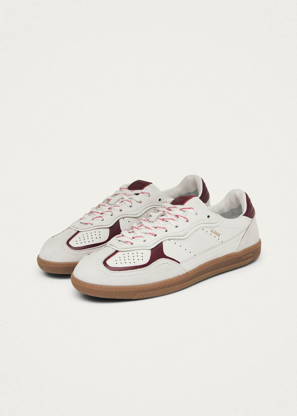 TB.490 Leather Sneakers Rife Grain White Burgundy