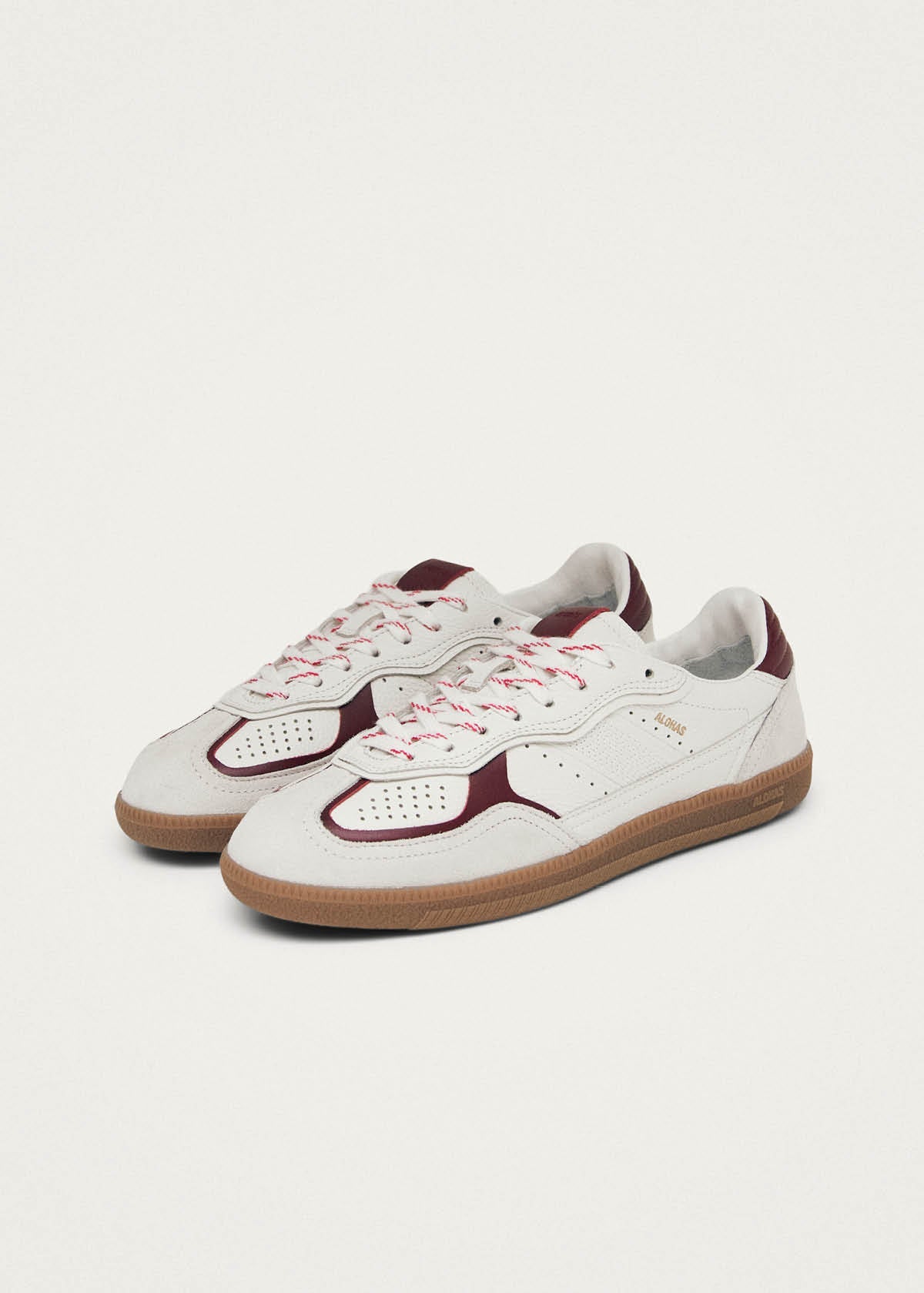 TB.490 Leather Sneakers Rife Grain White Burgundy
